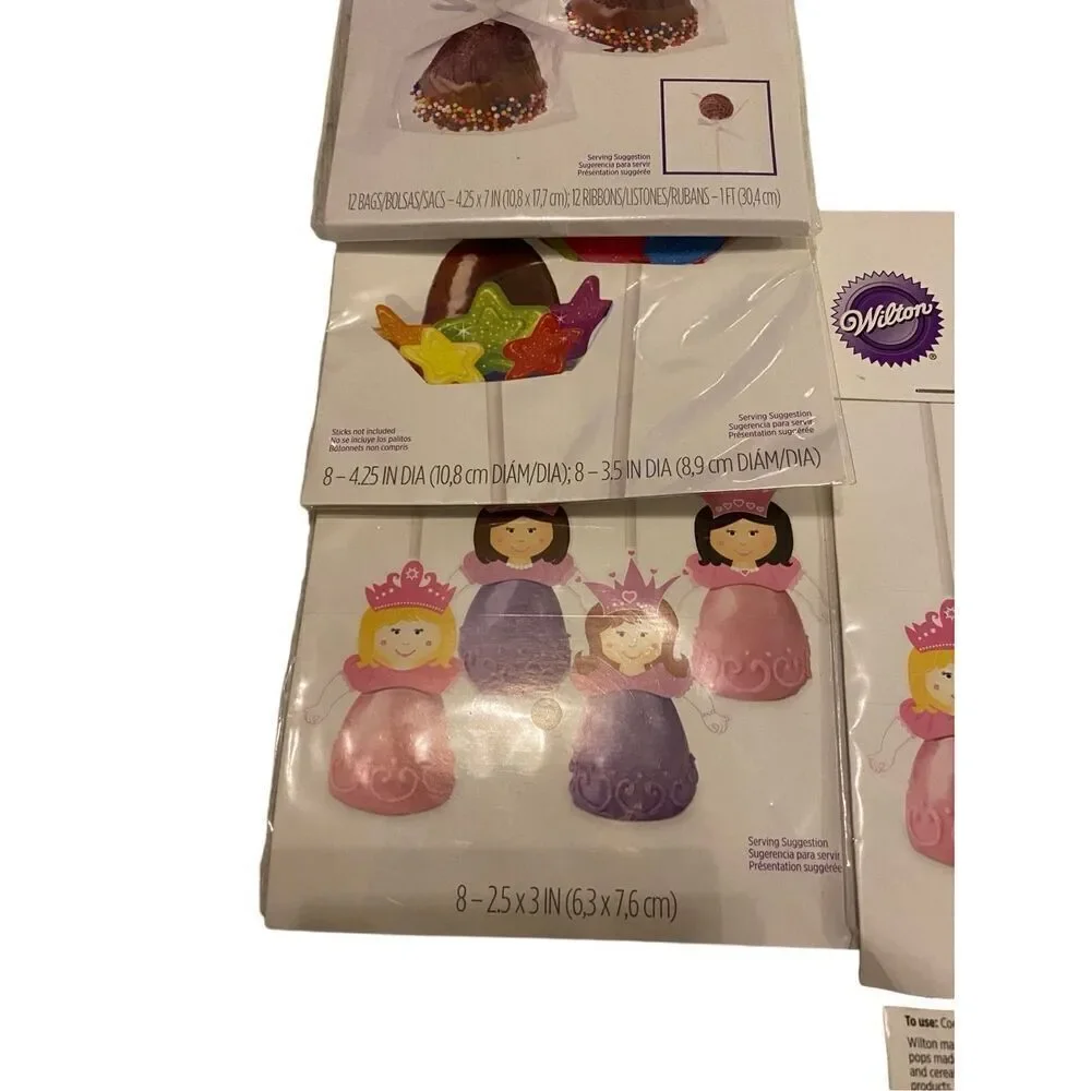 Lot Of 5 Pops Favor Bags Wraps Fun Pix Princess Stars Hearts Birthday Party
